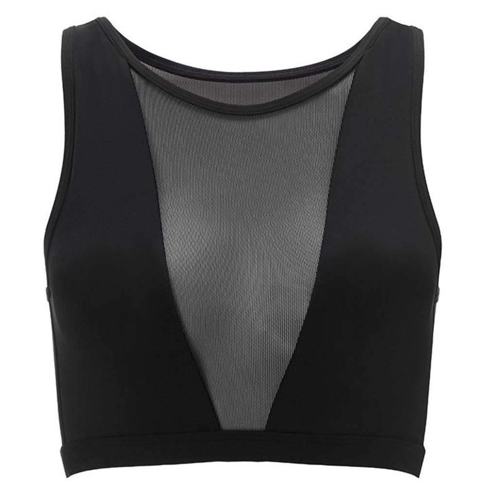 Varley Terri Black Mesh Crop Top